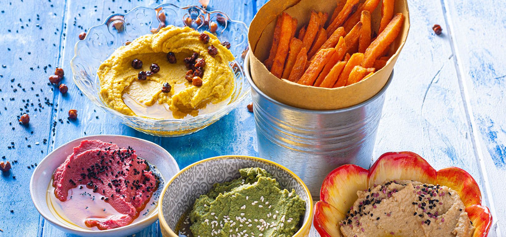 Cartofi pai cu humus colorat